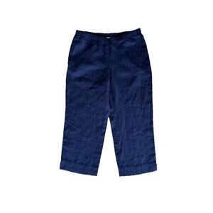 J. Jill Navy Blue Women’s Missy Wide Leg 100% Linen Pants Size Small